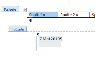 Fusszeile gestalten in Word 2010