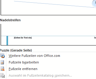 Fusszeile gestalten in Word 2010